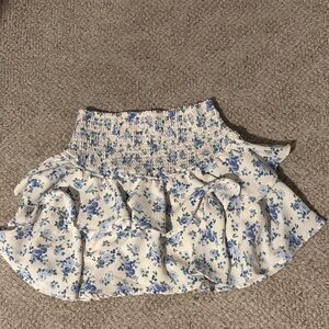 Altar'd State Blue and White Floral Mini Skirt
